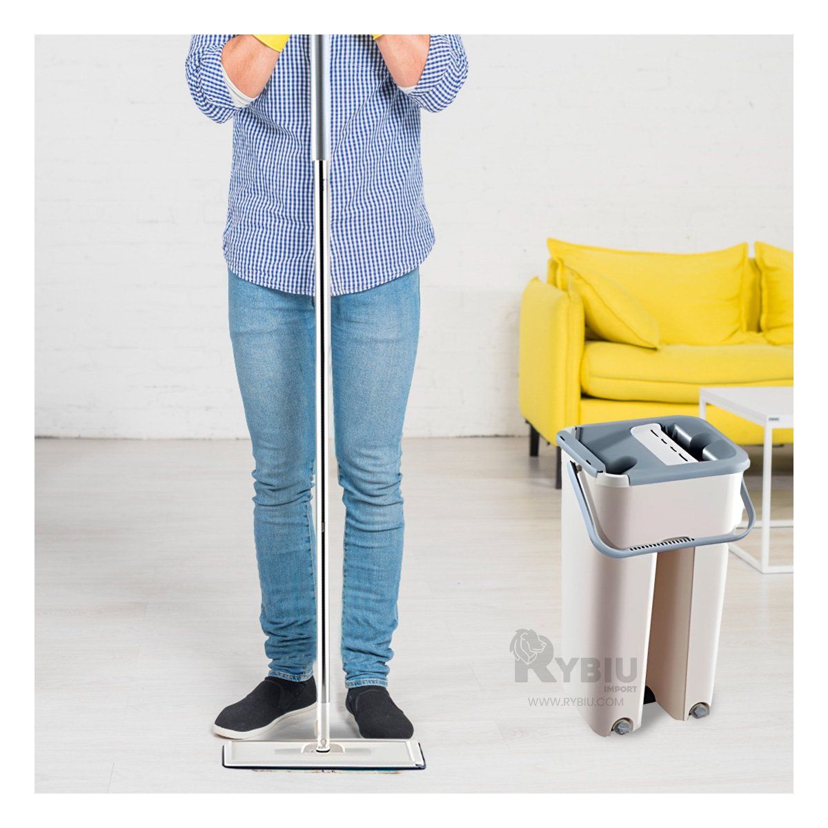 GENERICO - Trapeador 360 con Balde en Color Gris Y+Regalo Agendita