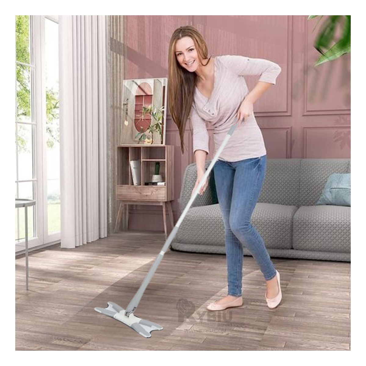 GENERICO - Trapeador Mariposa de Limpieza para el Hogar en Color Plomo