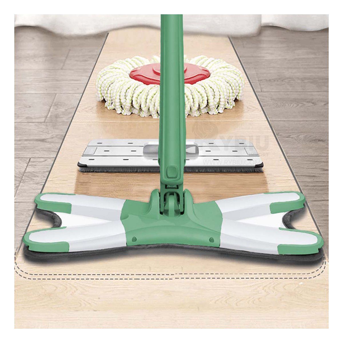 RYBIU IMPORT - Trapeador con Sistema de Escurrido Mariposa en Verde