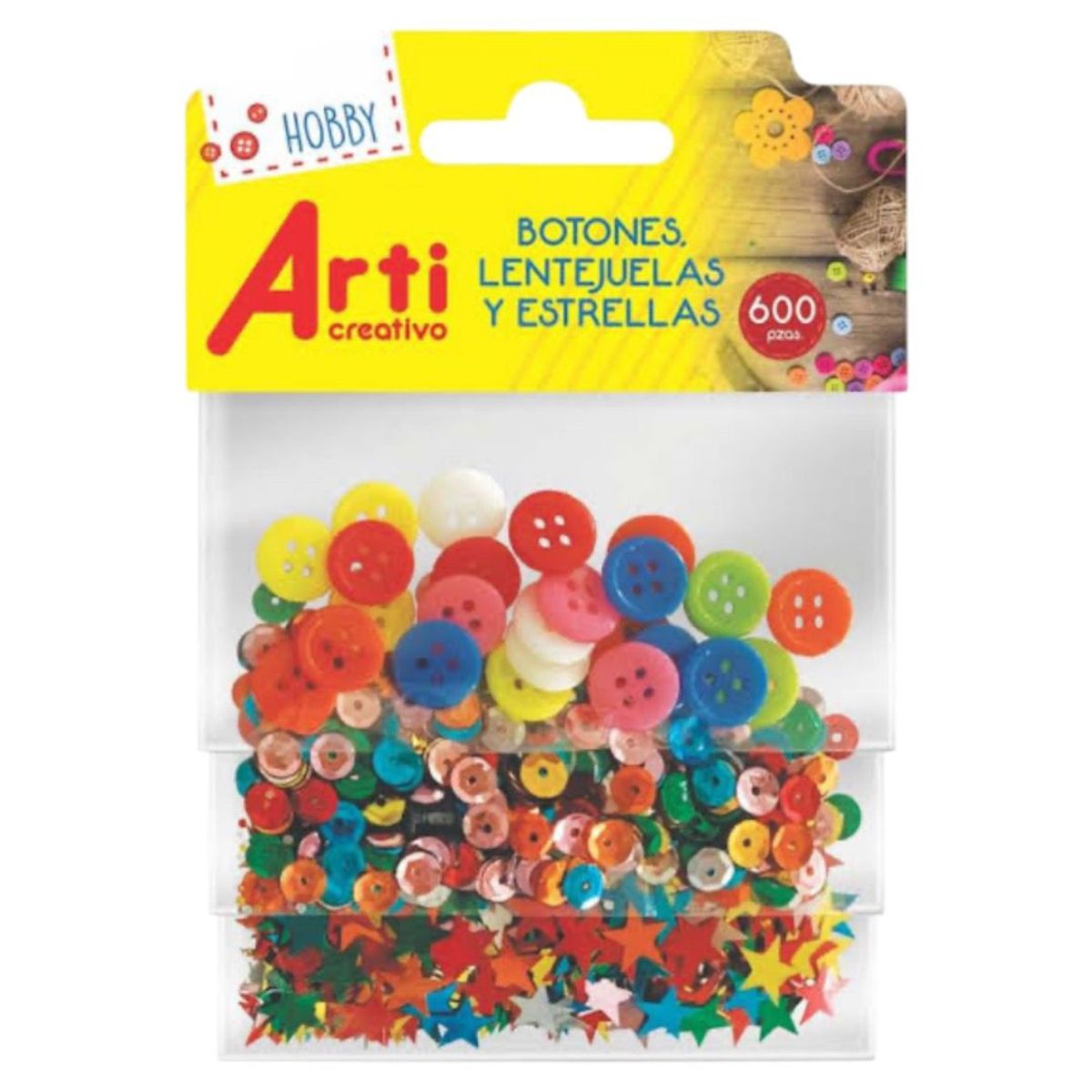 GENERICO - Pack Botones, Estrellas y Lentejuelas 600 unidades