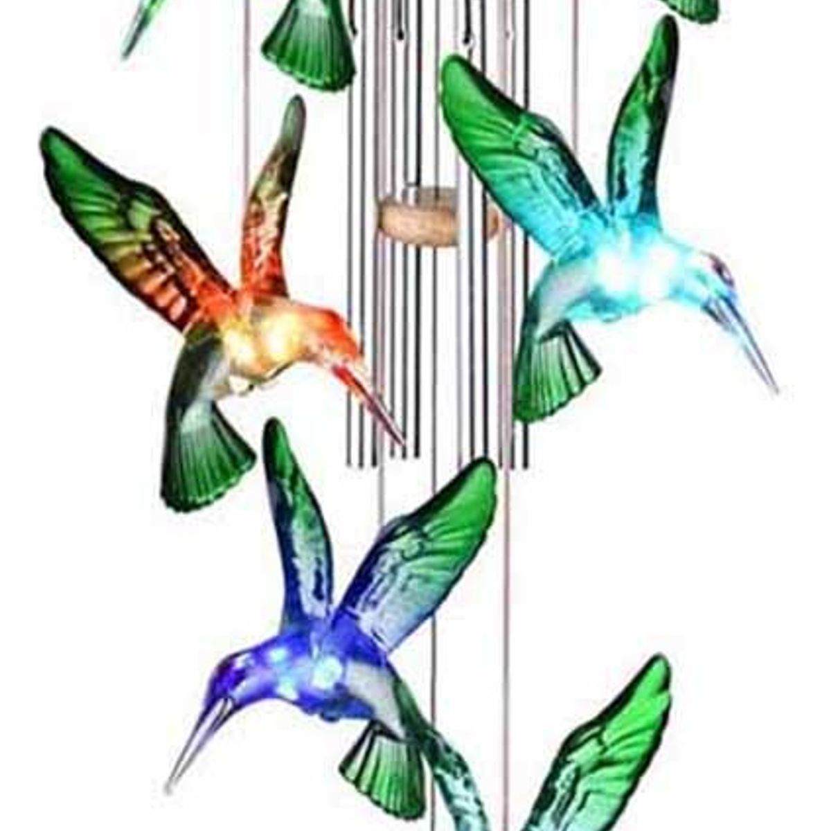 HOME NEAT - Lámpara de Campanas de Viento Solar Tubos de aluminio Colibrí Verde