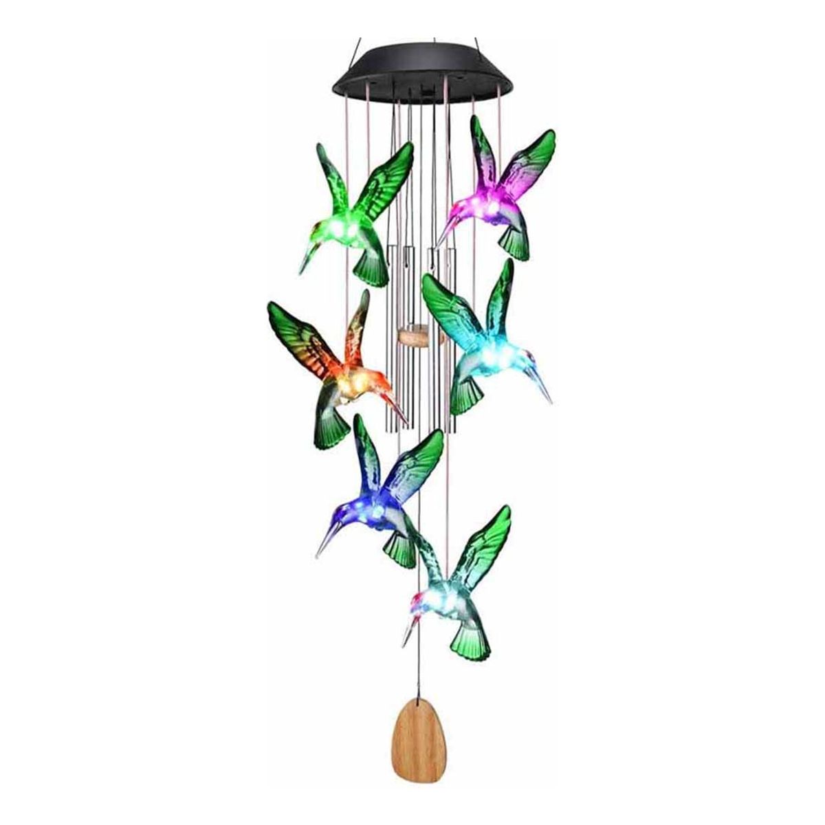 HOME NEAT - Lámpara de Campanas de Viento Solar Tubos de aluminio Colibrí Verde