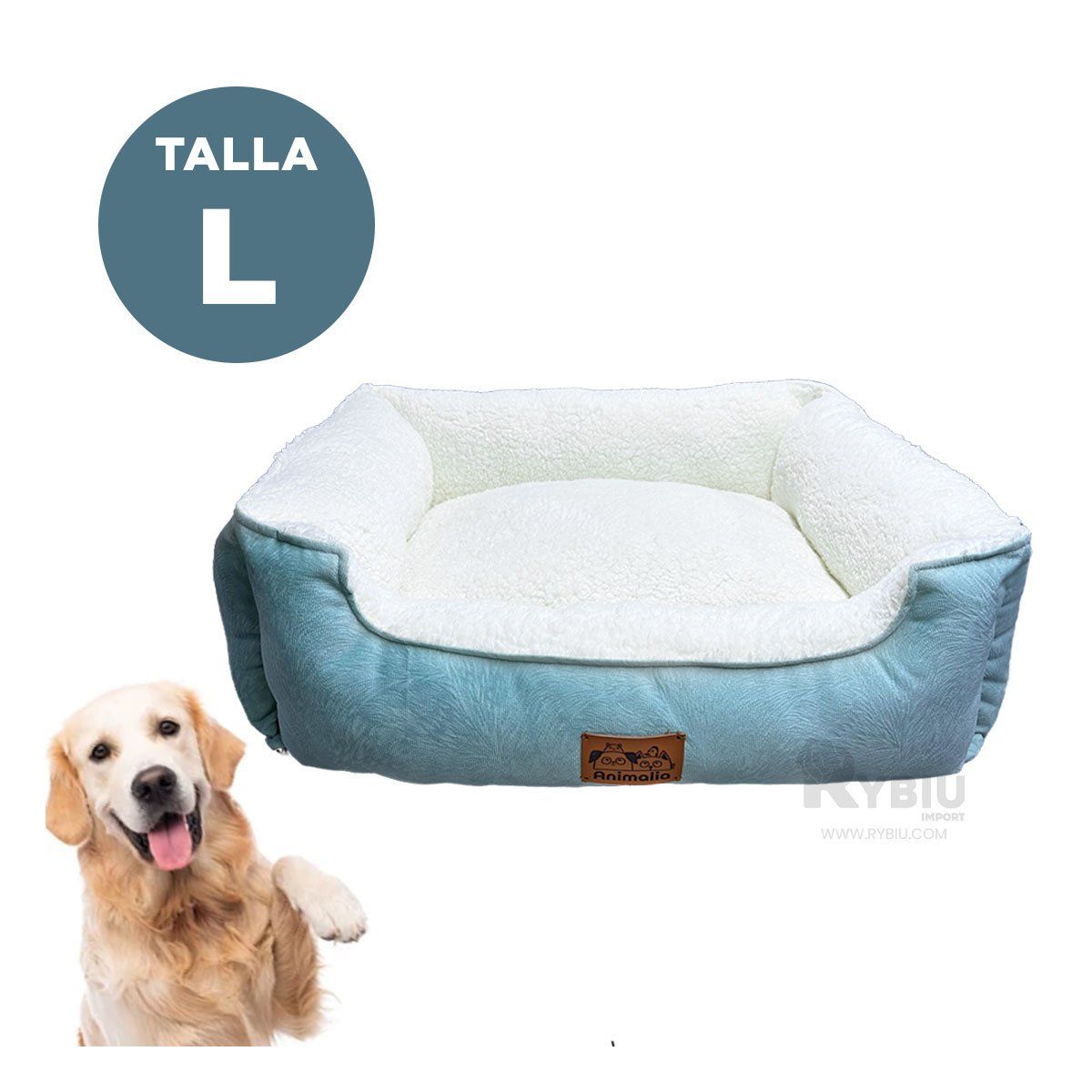 RYBIU IMPORT - Cama de Perritos Tono Verde y Perla en L Y+Papel de Regalo