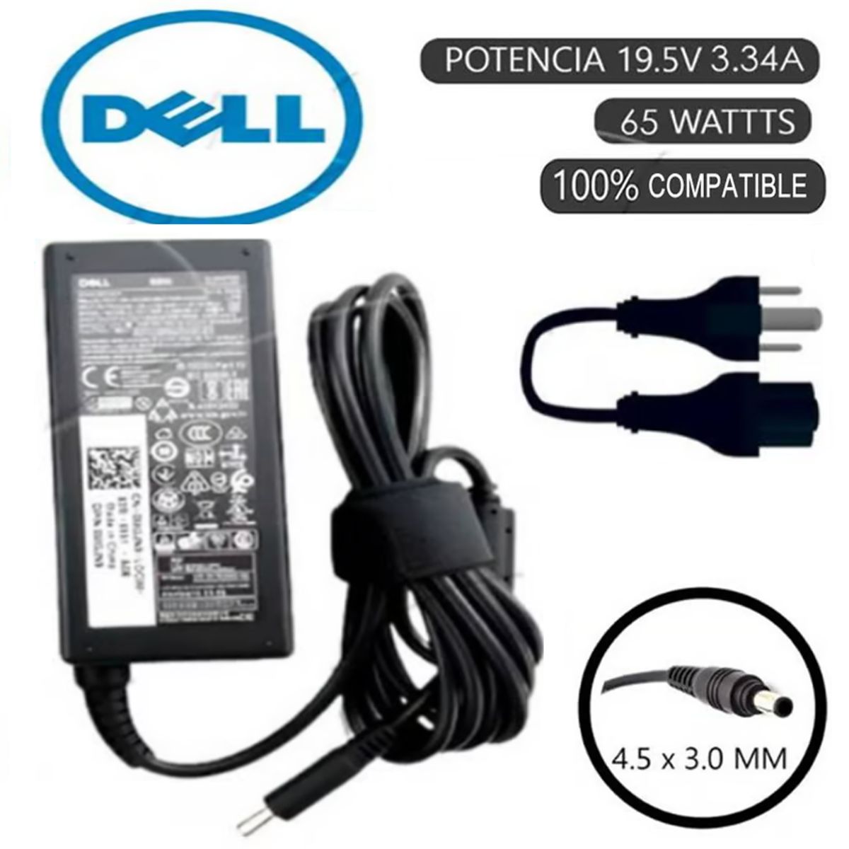 GENERICO - CARGADOR PARA LAPTOP DELL 195V 334A 65W 45x30