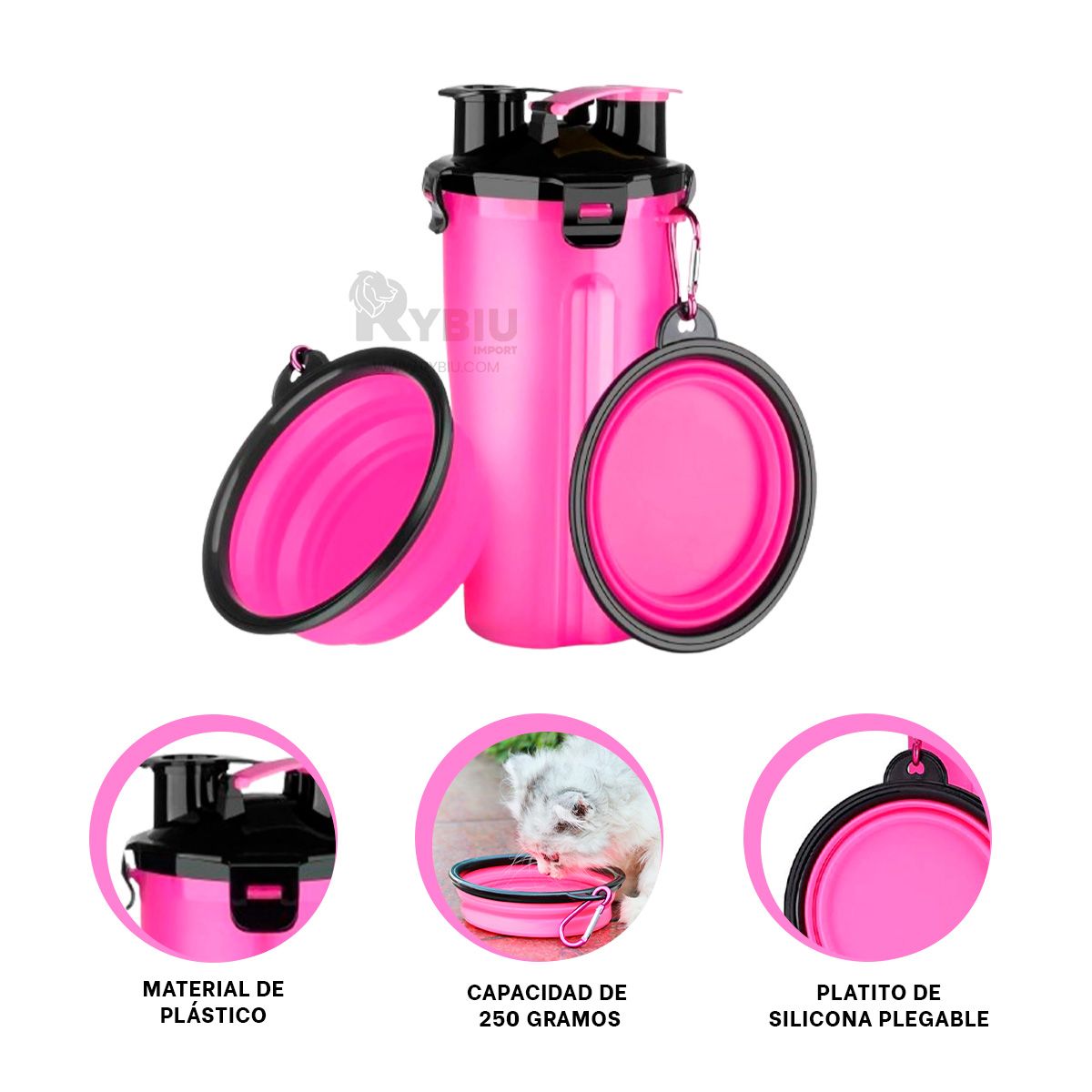 GENERICO - Dispensador con Plato en Rosado Y+Regalo Ligas para Peinar