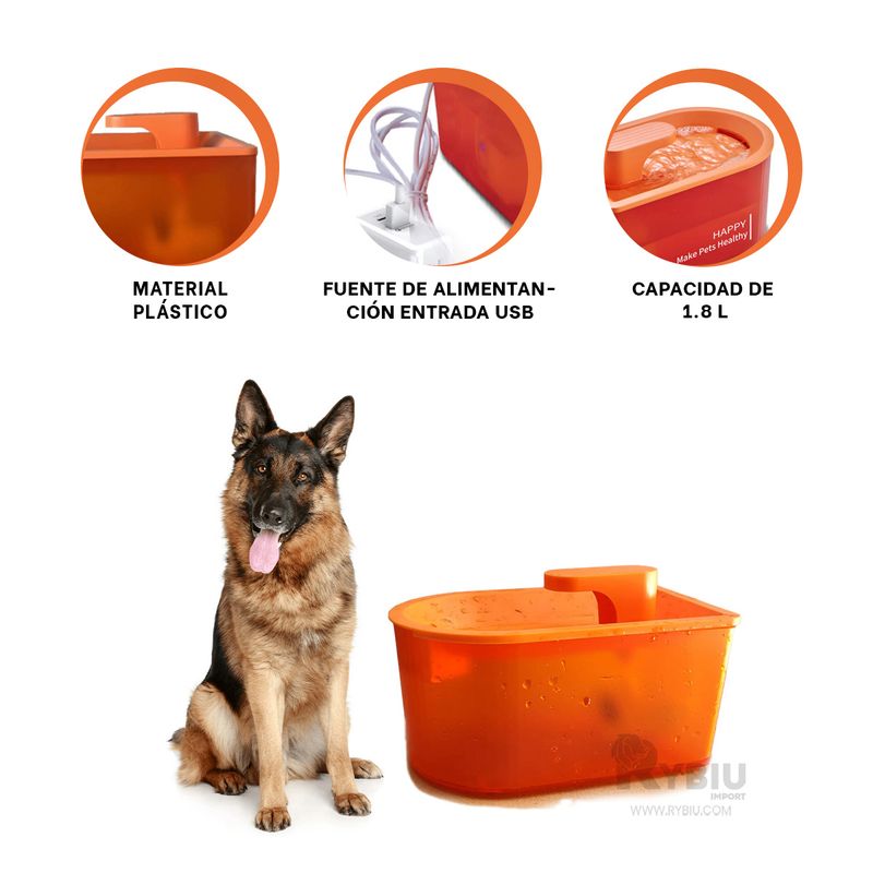 GENERICO - Bebedero Elegante y Estable de Color Naranja Y+Gift Stickers
