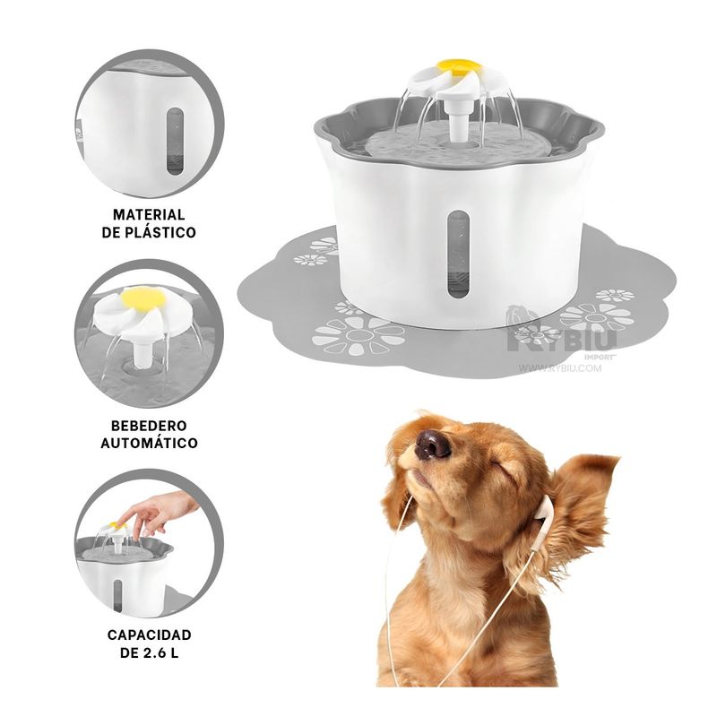 GENERICO - Bebedero con Recirculacion para Gatos Plomo Y+Gift Stickers