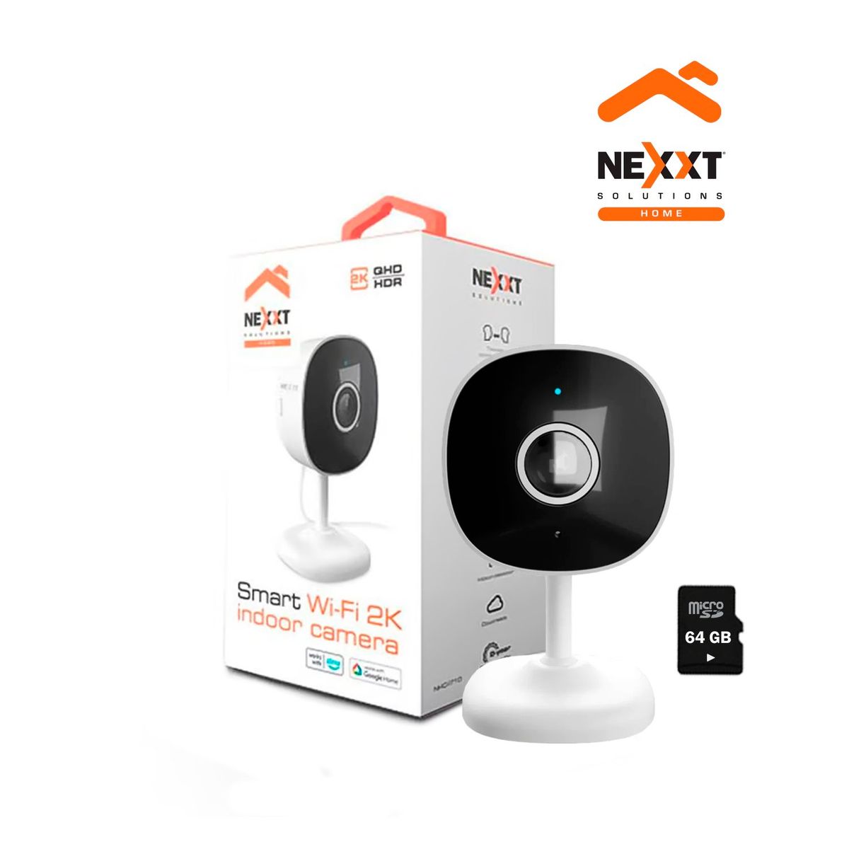 NEXXT SOLUTIONS - Cámara Wifi Nexxt NHC-I710 2K Interior Audio 2vías Deteccion movimiento +SD64GB