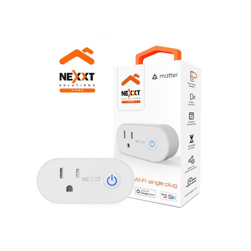 NEXXT SOLUTIONS - Enchufe inteligente Wi-Fi Nexxt NHP-S611M Certificación Matter Control Voz