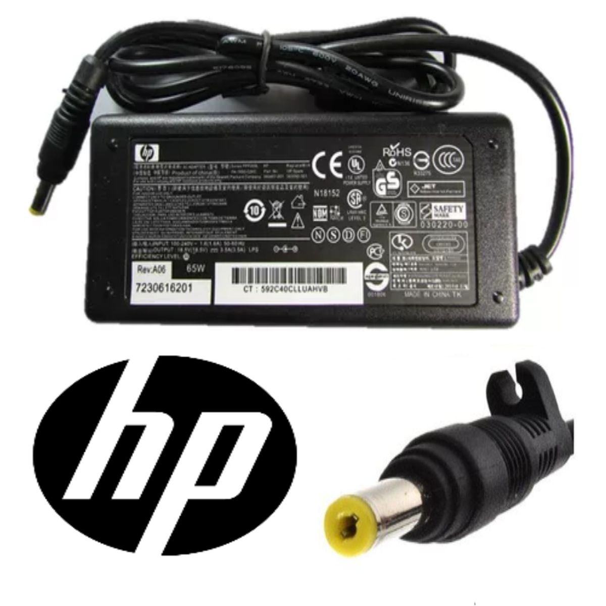 GENERICO - CARGADOR PARA LAPTOP HP 185V 35A PUNTA AMARILLA 48X17