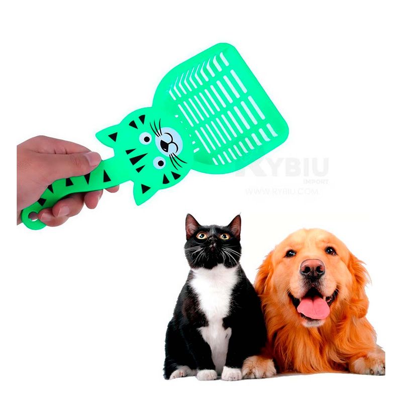 RYBIU IMPORT - Recogedor con Diseño de Gatos en Verde Y+Ligas de Regalo