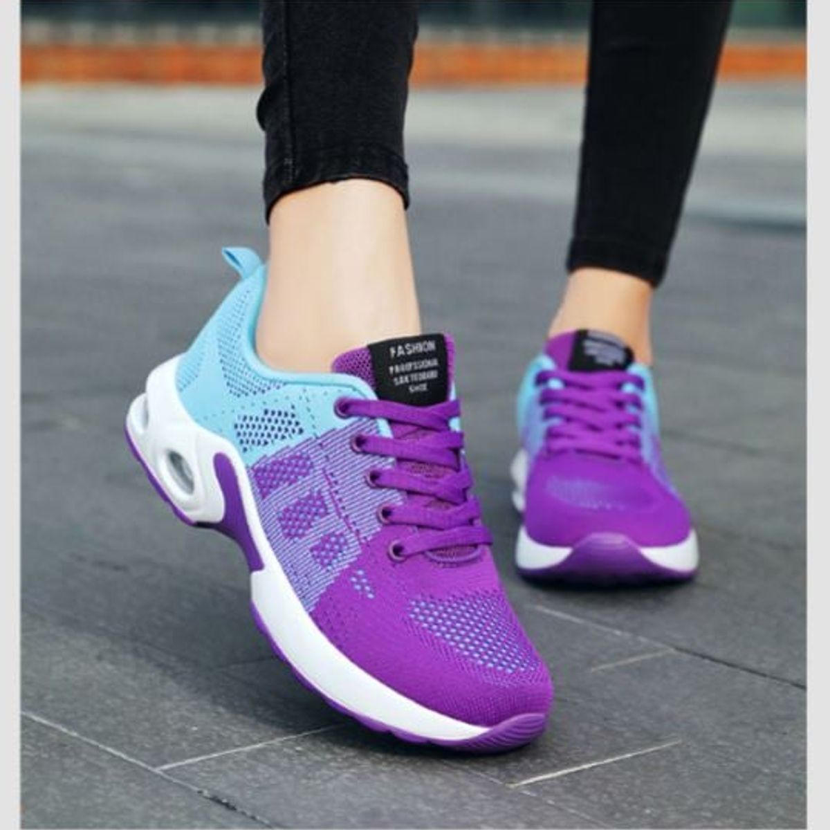 GENERICO - ZAPATILLA PARA MUJER FASHION PROFESSIONAL CELESTE-MORADO - 813