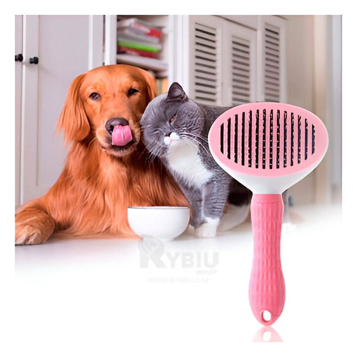 GENERICO - Cepillo para Eliminar Pelo Mascotas Rosado Y+Gift MiniAgenda
