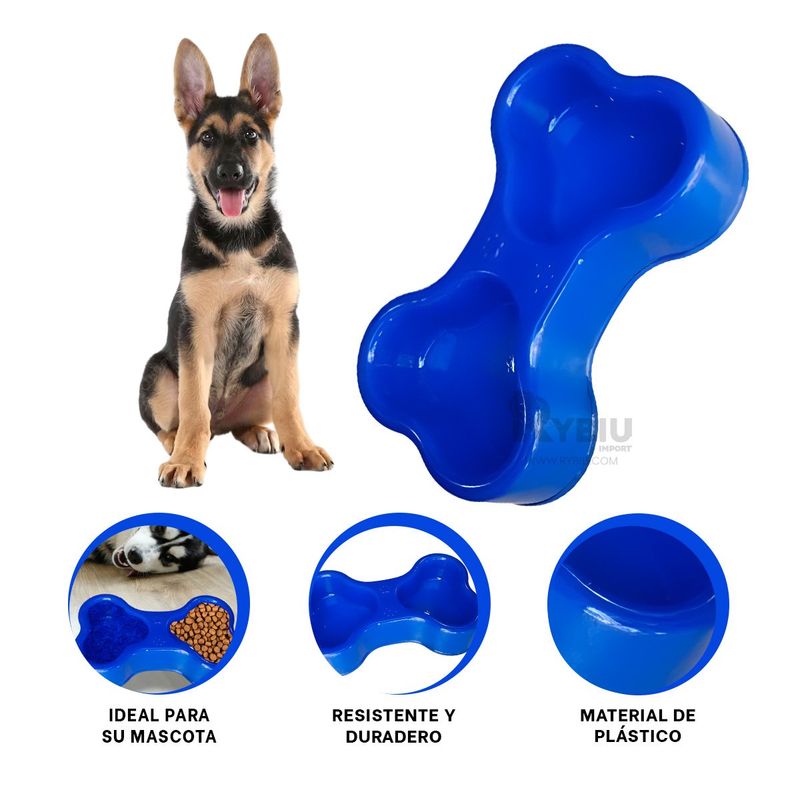 RYBIU IMPORT - Plato con Doble Compartimiento de Pet Azul Y+Regalo Agendita