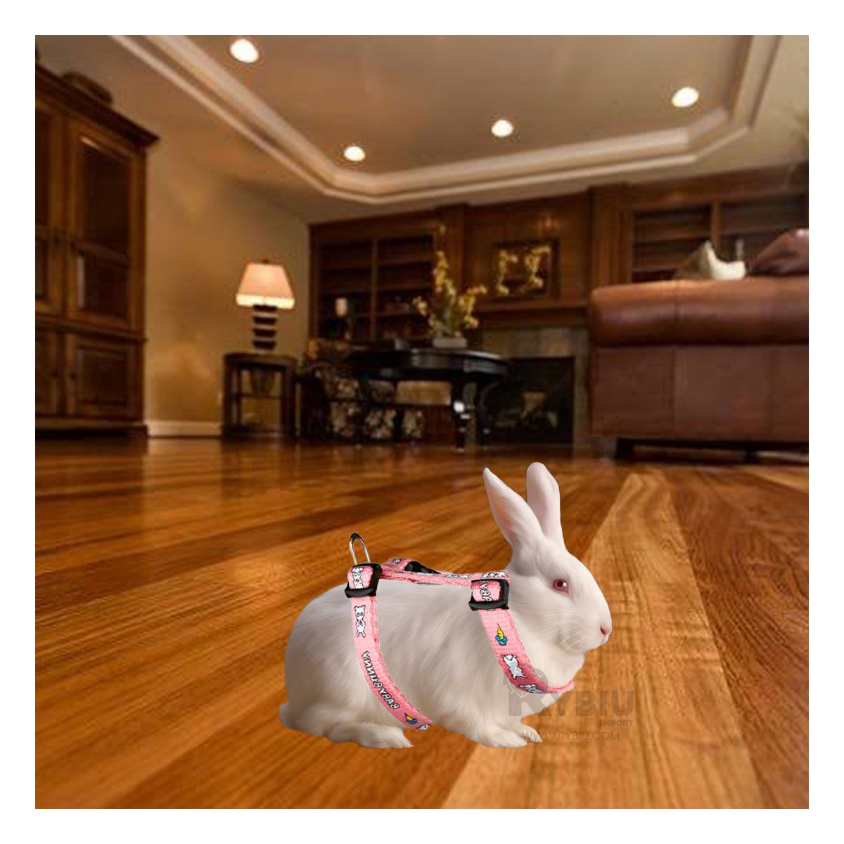 GENERICO - Arnes para Conejo de Paseo Delgado de Color Rosado