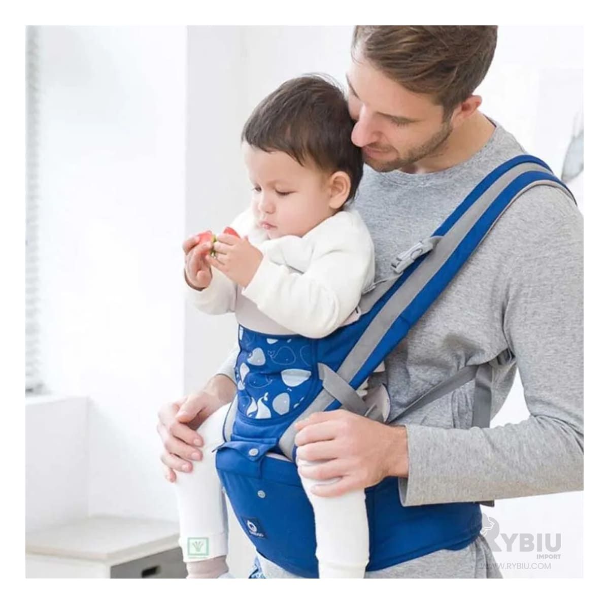 RYBIU IMPORT - Canguro para Bebe 3 en 1 Estilo Ballenita de Color Azul