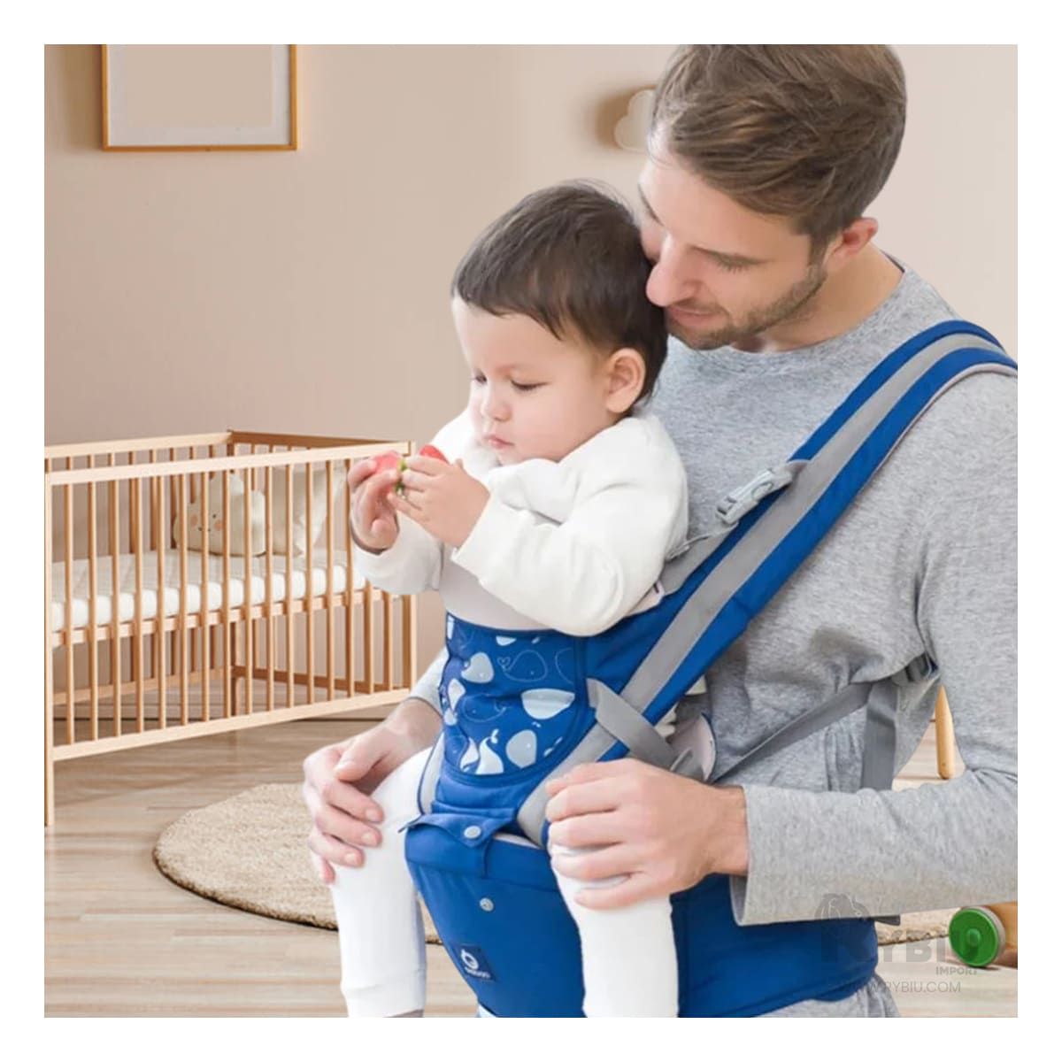 RYBIU IMPORT - Canguro para Bebe 3 en 1 Estilo Ballenita de Color Azul