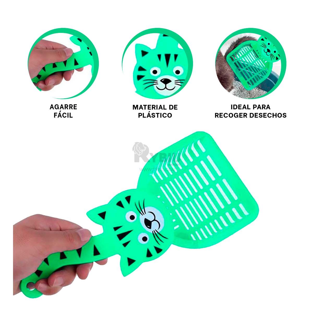 GENERICO - Pala Cernidora con Diseño para Gato en Verde