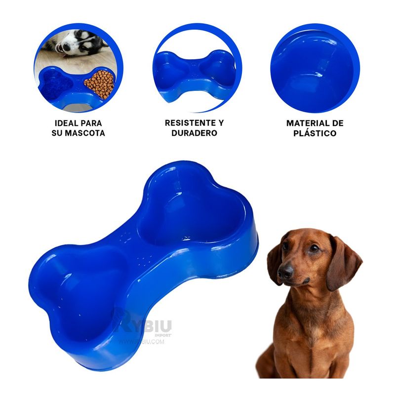 GENERICO - Plato Resistente para Pet Doble Azul Y+Papel de Regalo