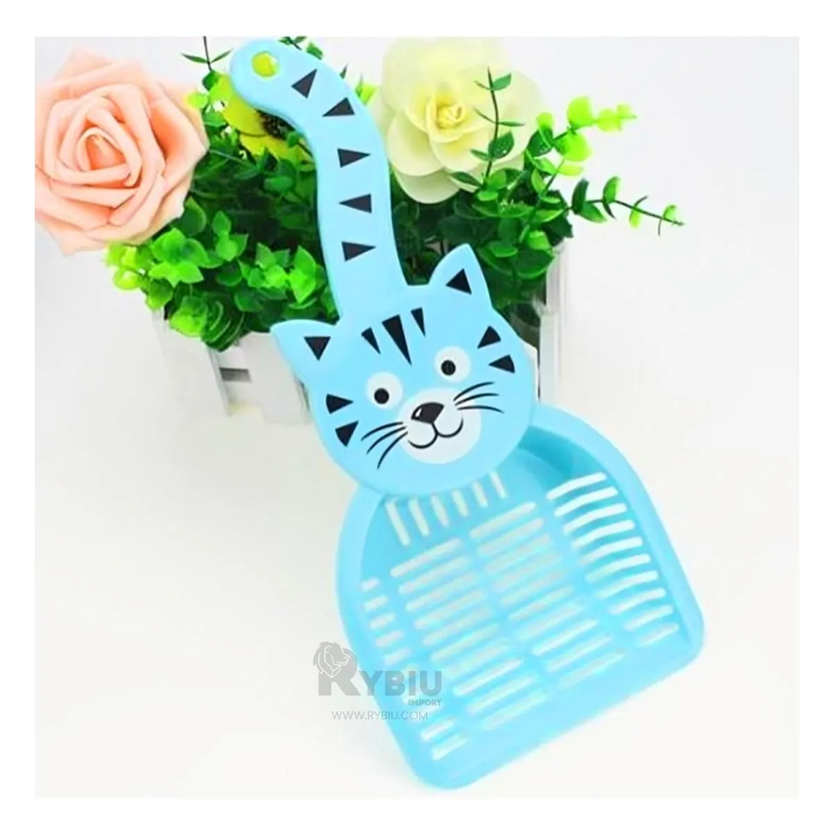 GENERICO - Pala Cernidora con Diseño Versatil para Gato en Color Azul