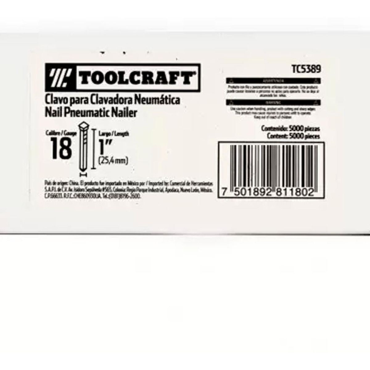 TOOLCRAFT - Clavo 1" calibre 18 clavadora toolcraft tc5389