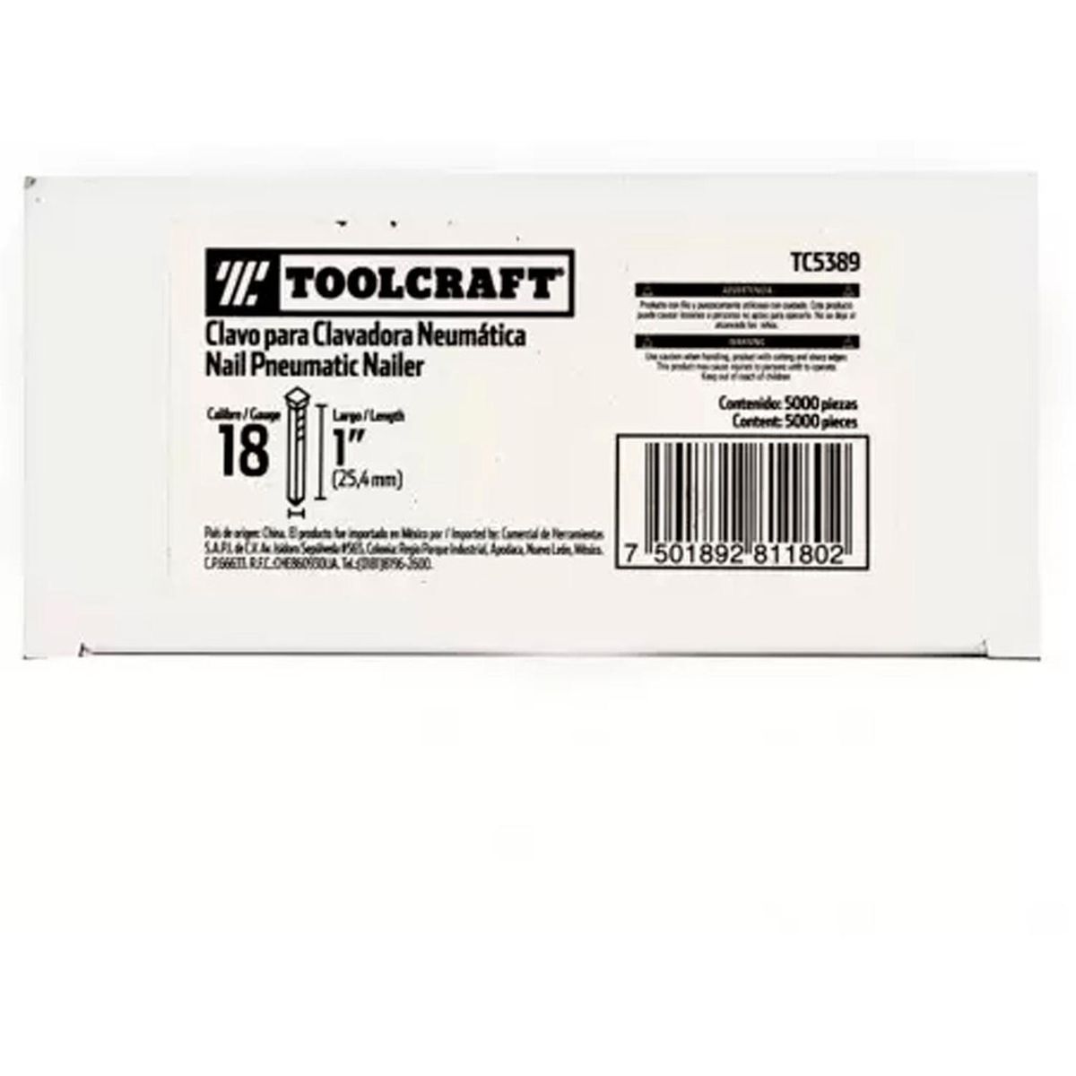 TOOLCRAFT - Clavo 1" calibre 18 clavadora toolcraft tc5389