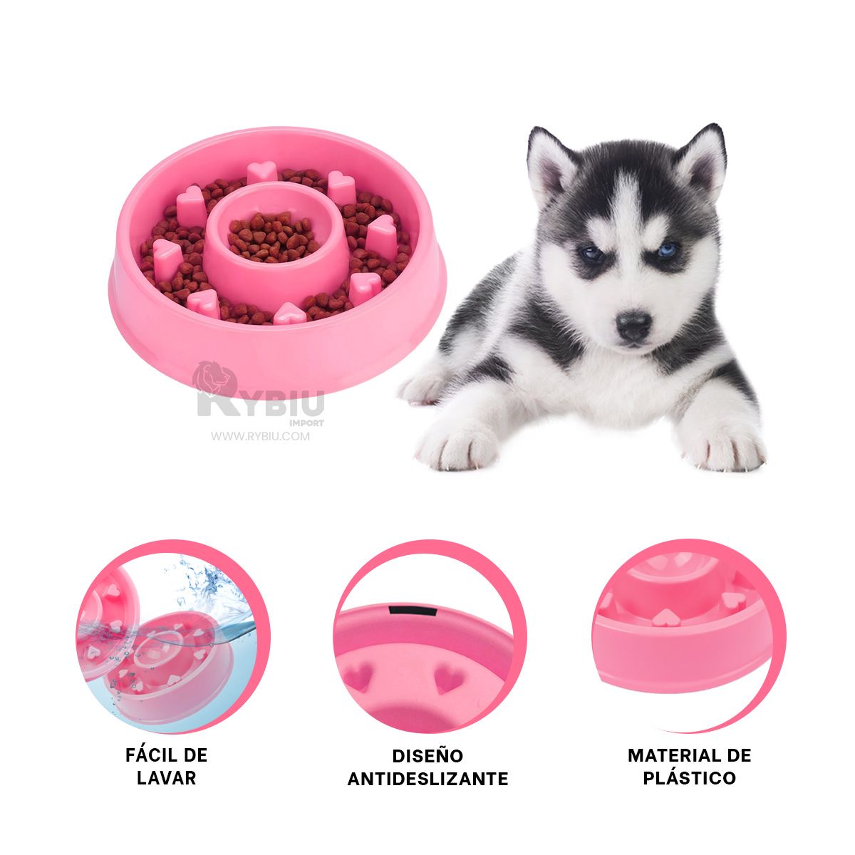 GENERICO - Comedero de Gato Circular en Rosado Y+Gift MiniAgenda