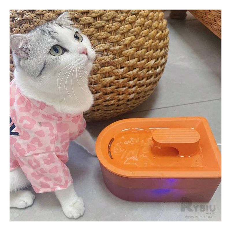 RYBIU IMPORT - Fuente para Gatos Moderno y Practico de Color Naranja