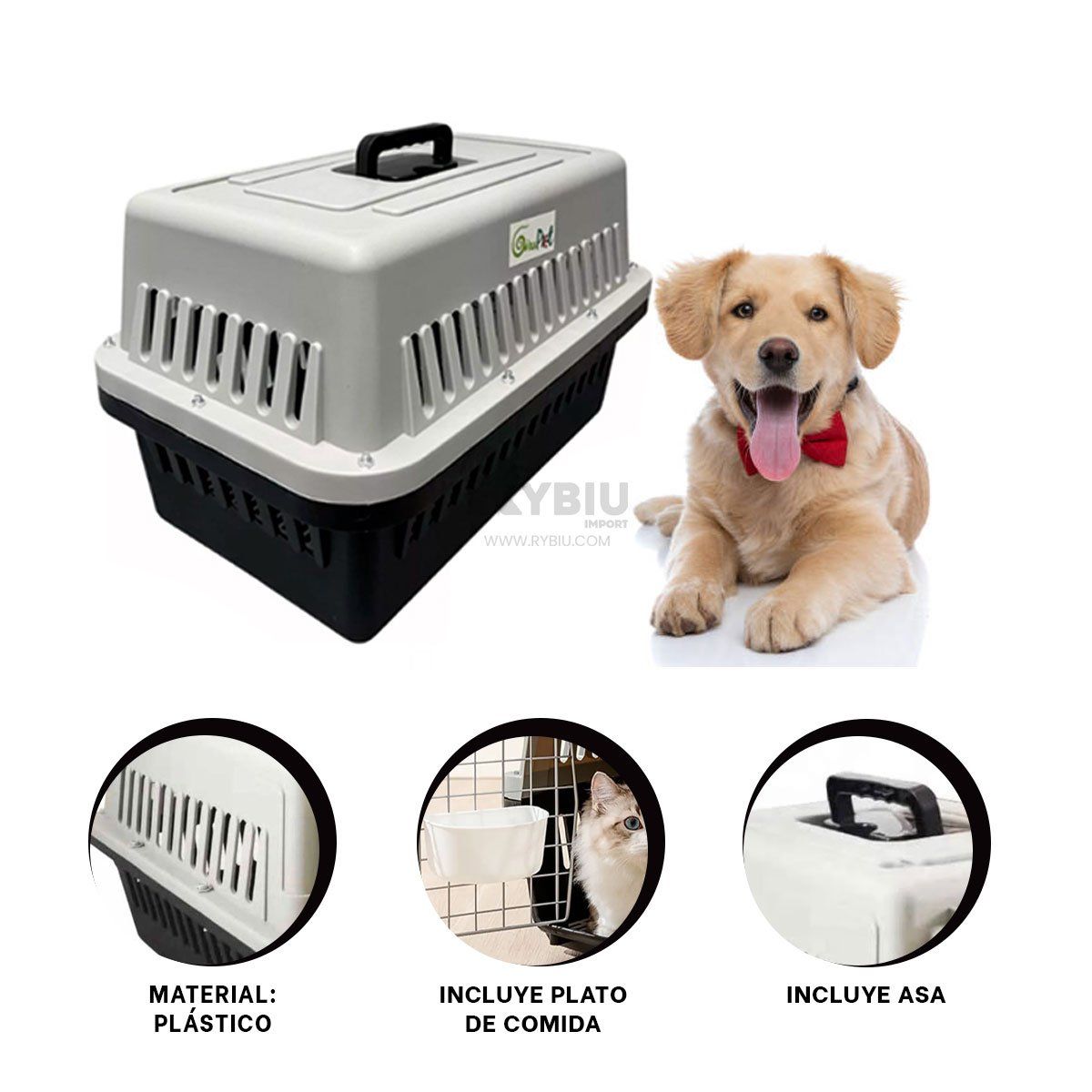 RYBIU IMPORT - Portador de Mascotas para Viaje en Negro Y+Ligas de Regalo
