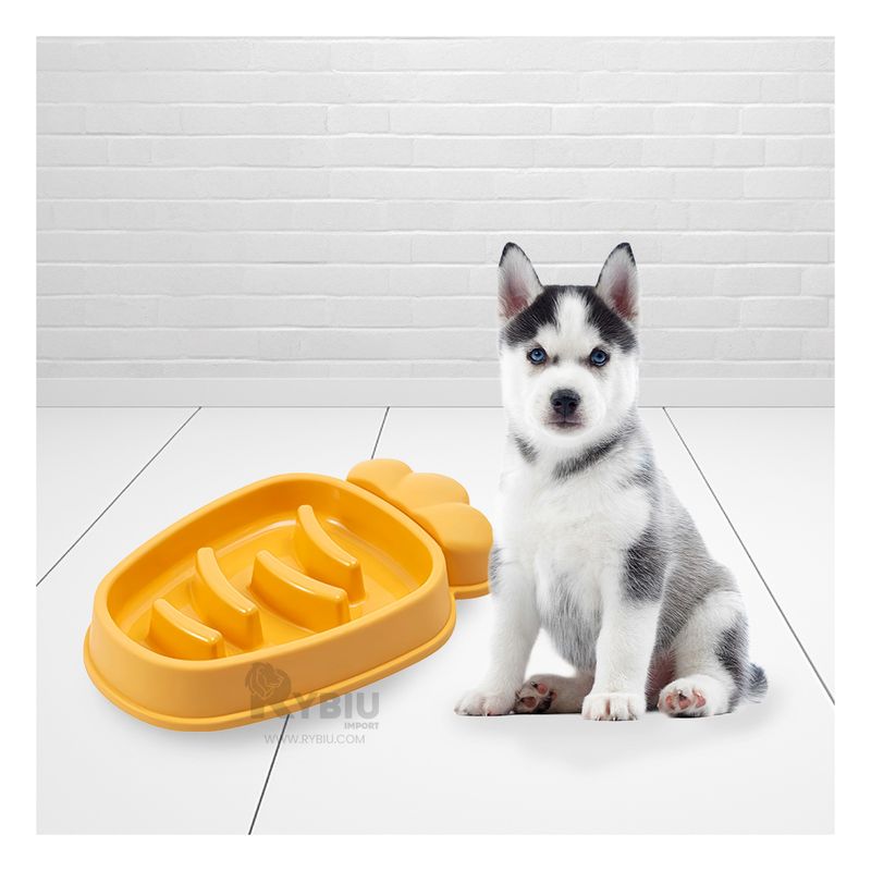 RYBIU IMPORT - Plato Pet Antiestres Zanahoria Moderno de Color Amarillo