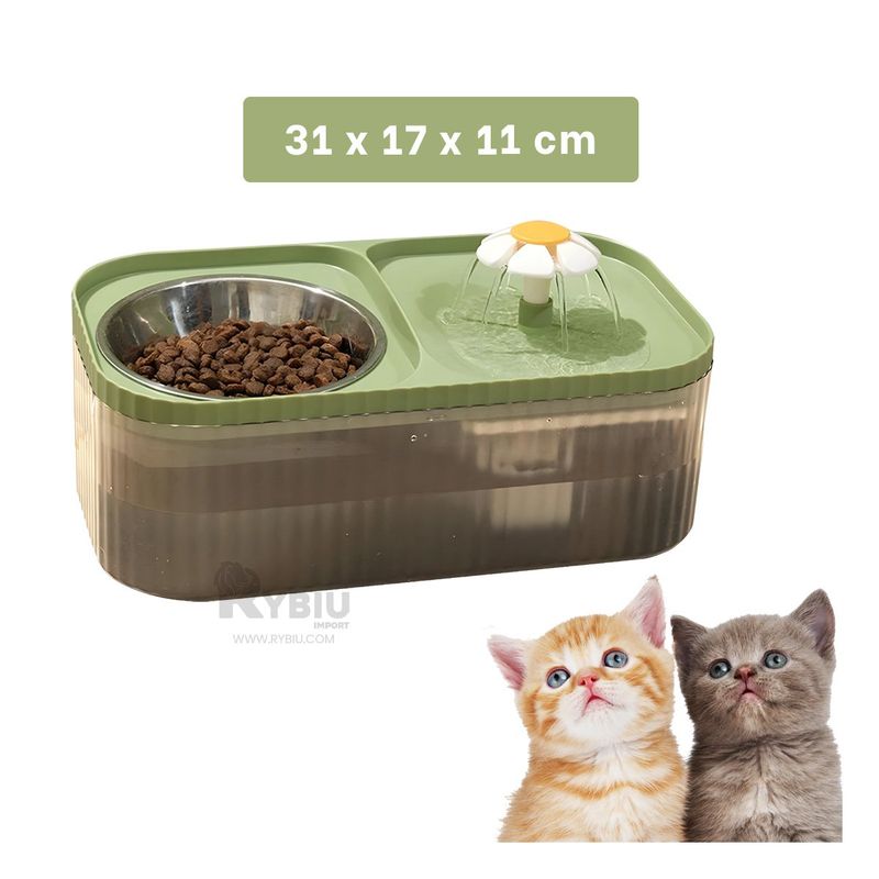 RYBIU IMPORT - Comedero con Fuente para Perro en Verde Y+Post-it Adhesivos