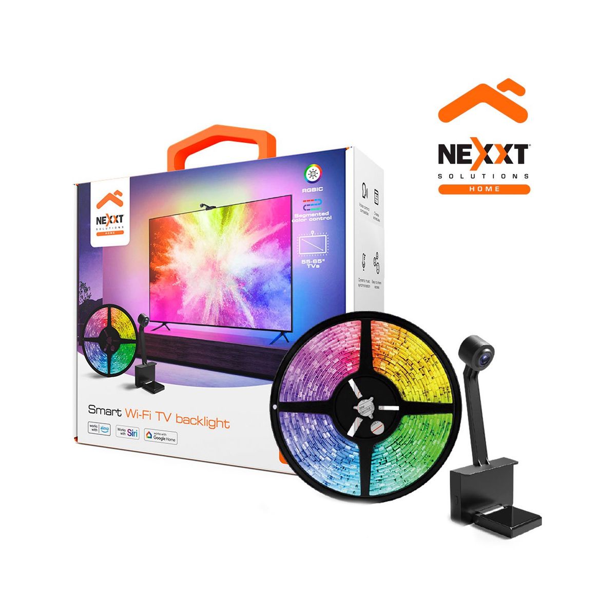 NEXXT SOLUTIONS - Cinta LED y cámara Nexxt NHB-S615 para televisores 55-65 Sincronizador de color