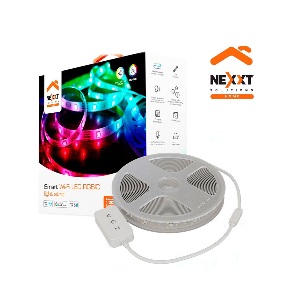 NEXXT SOLUTIONS - Cinta luz LED RGBIC Nexxt NHB-S613 Control de colores Sincronización Música 5M