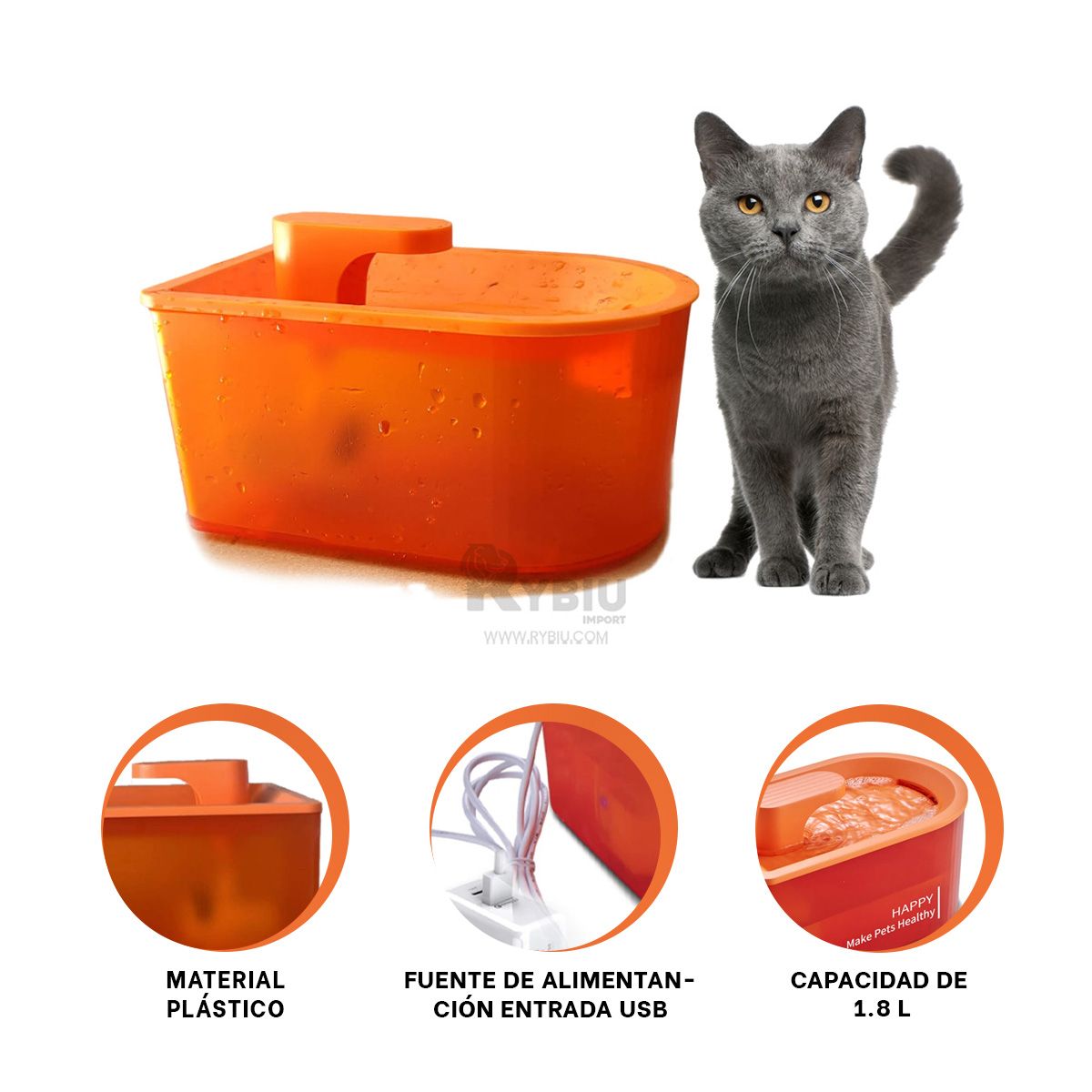 GENERICO - Pileta para Animales de Color Naranja Y+Ligas de Regalo