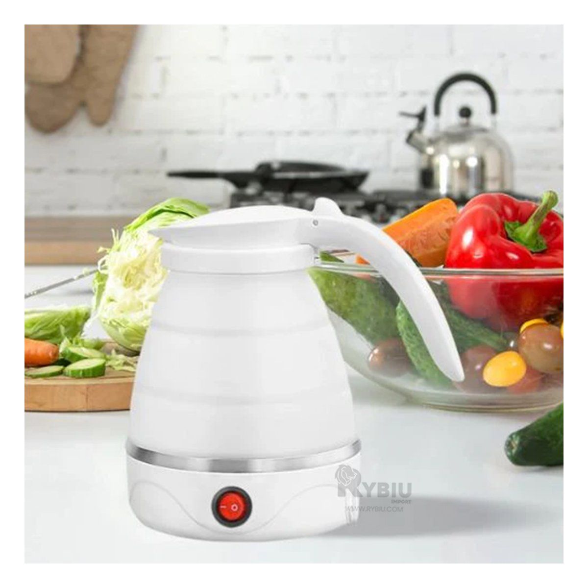 RYBIU IMPORT - Hervidero Automatico de Agua 600ml Blanco Y+Papel de Regalo