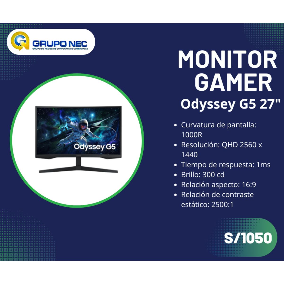 SAMSUNG - Monitor Gamer Odyssey G5 27