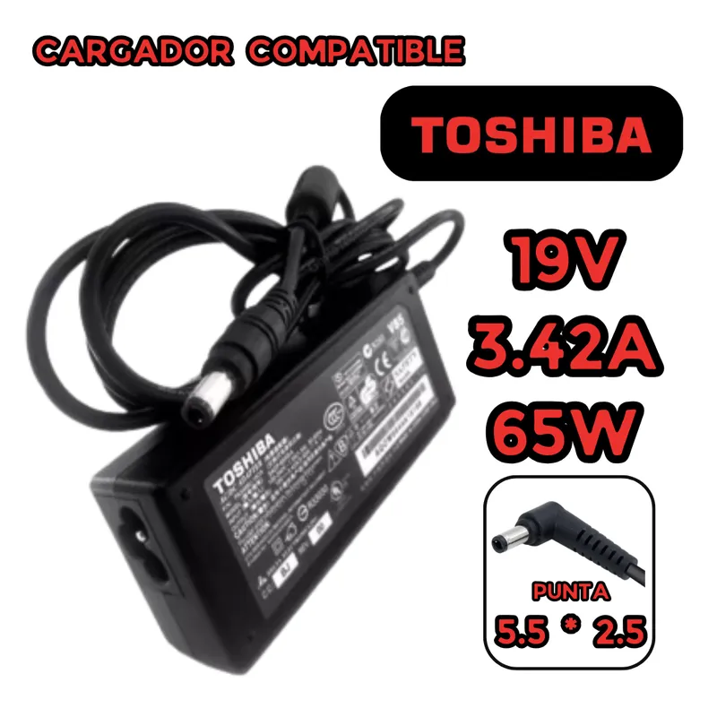 GENERICO - CARGADOR PARA LAPTOP TOSHIBA 19V 342A 65W 55x25