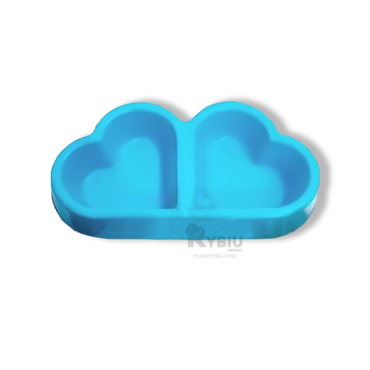 RYBIU IMPORT - Platillo de Plastico para Perros y Gatos Celeste Y+Stickers