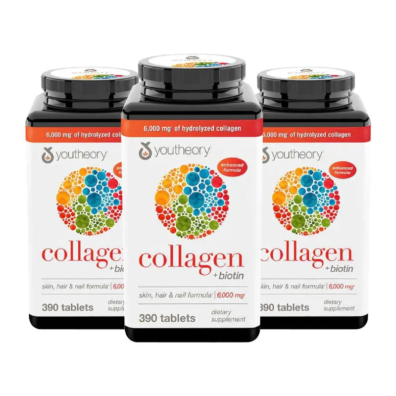 YOUTHEORY - Collagen Plus Biotin Youtheory 390 tabletas 3 Unidades