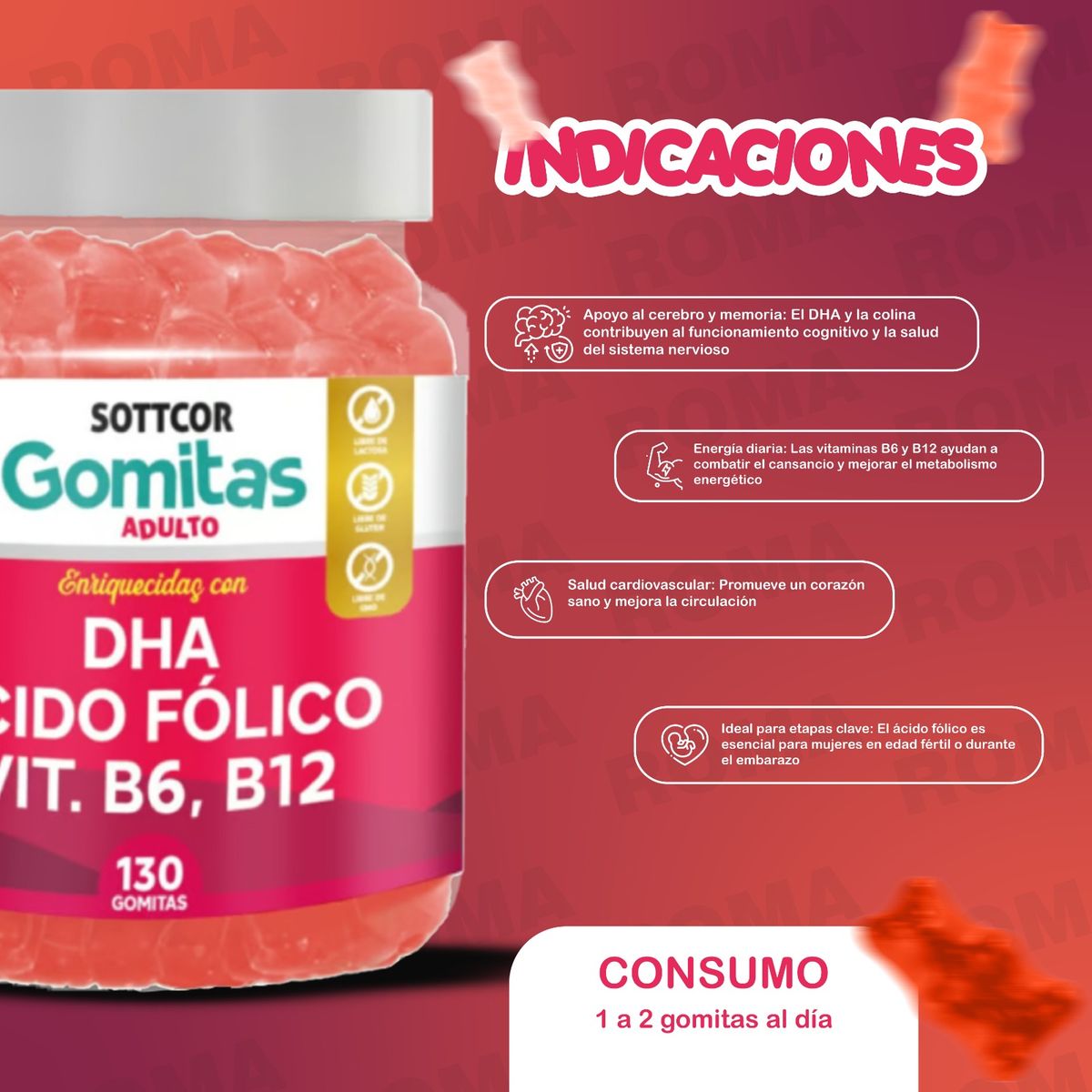 GENERICO - DHA PRENATAL PARA ADULTOS GOMITAS SOTTCOR 100GR