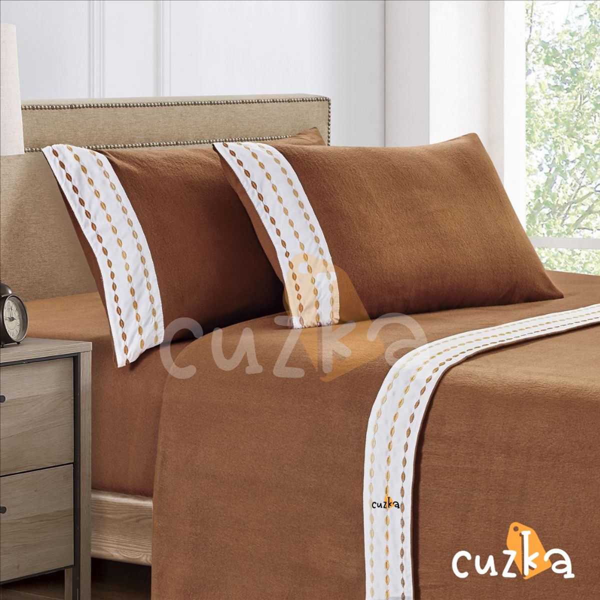 CASATEX - Set de Sabanas Polar Bordada Ultra Suave de 4 Piezas 2 Plazas