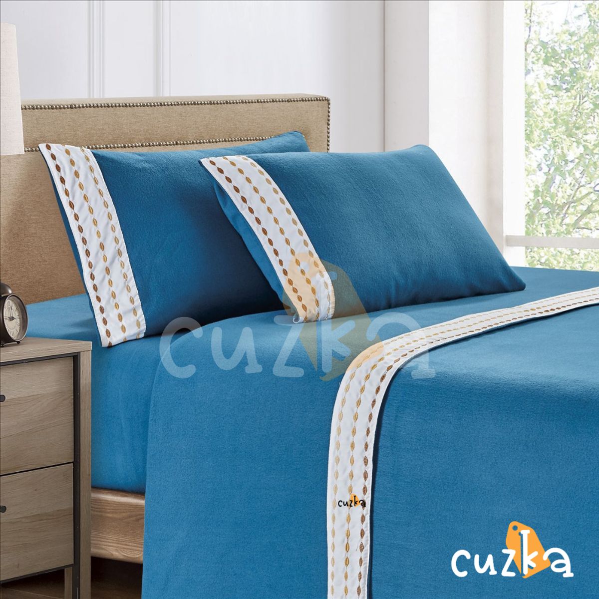 CASATEX - Set de Sabanas Polar Bordada Ultra Suave de 4 Piezas 2 Plazas