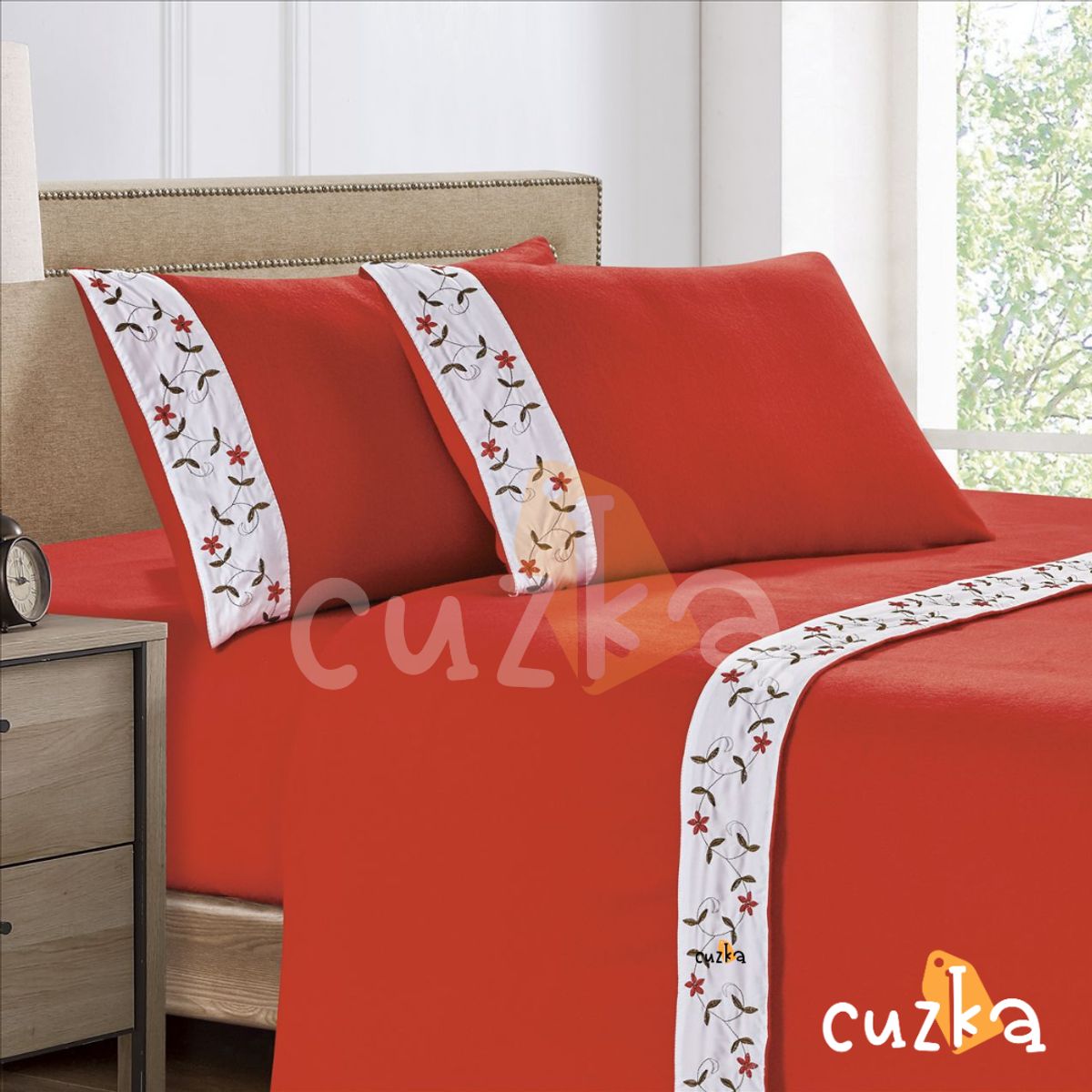 CASATEX - Set de Sabanas Polar Bordada Ultra Suave de 4 Piezas 2 Plazas