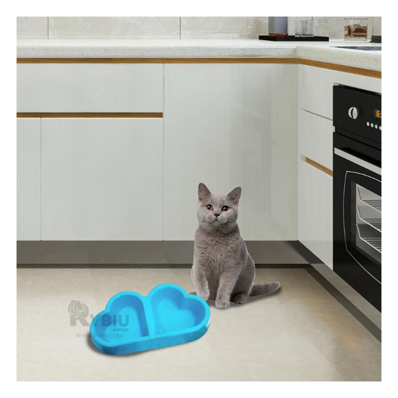 RYBIU IMPORT - Comedor Canino en Color Celeste Y+Regalo Ligas para Peinar