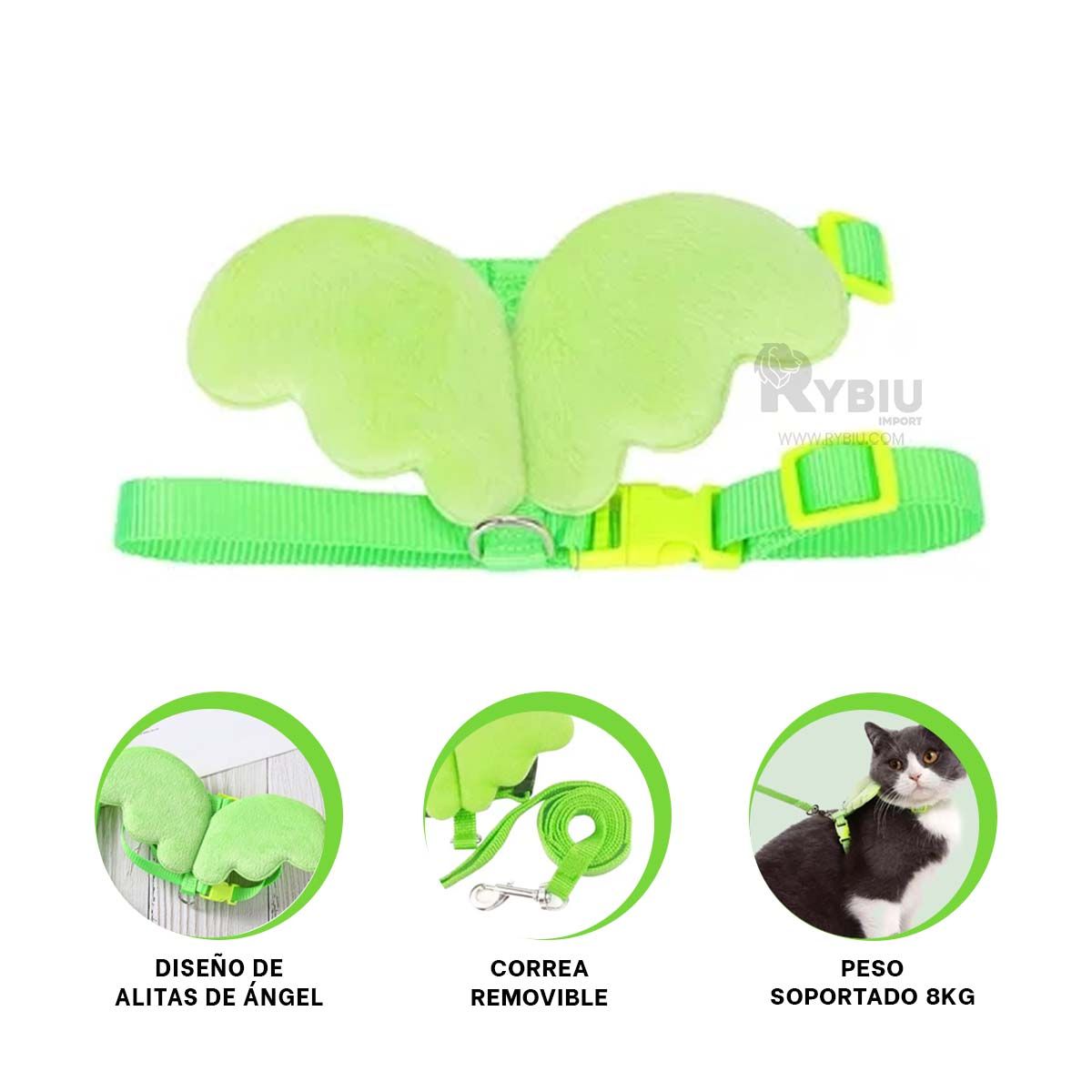 RYBIU IMPORT - Pechera Duradera de Pet Color Verde Y+Banderitas adhesivas