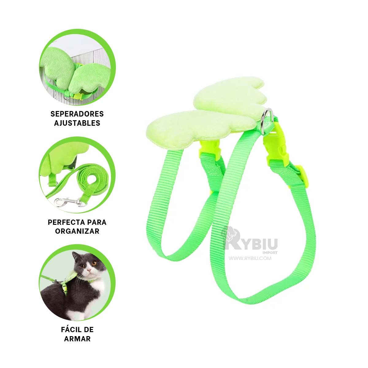 RYBIU IMPORT - Pechera Duradera de Pet Color Verde Y+Banderitas adhesivas