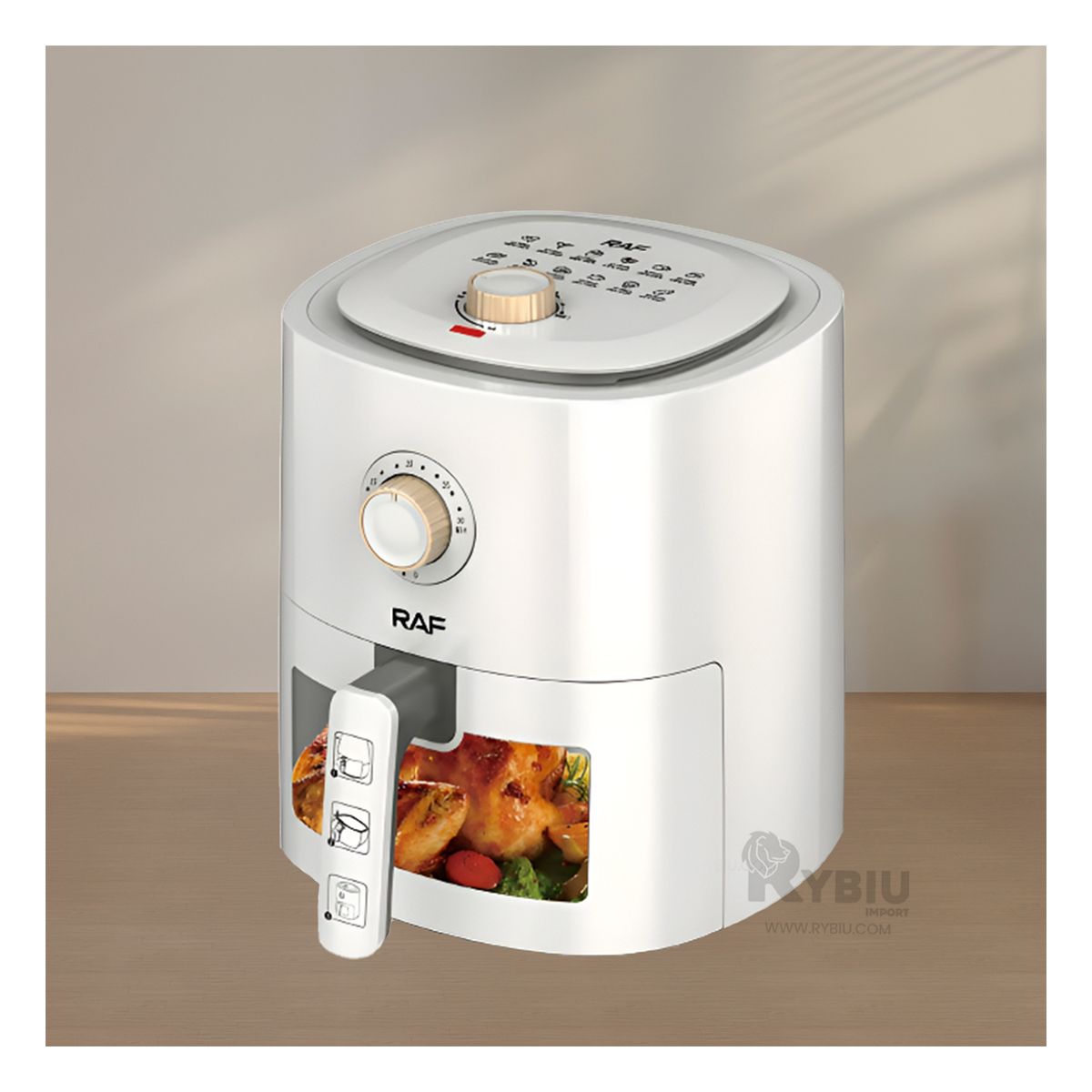 RYBIU IMPORT - Freidora para Papas Fritas Color Blanco Y+Papel de Regalo