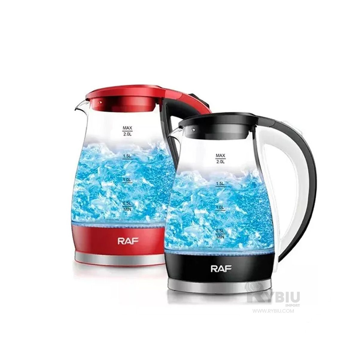 RYBIU IMPORT - Hervidor Compacto de 2L en Color Rojo Y+Papel de Regalo