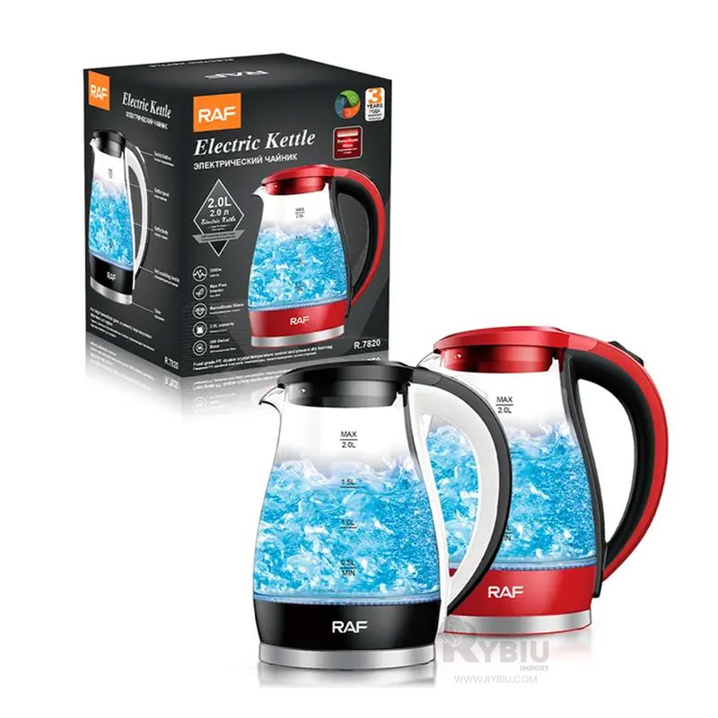 RYBIU IMPORT - Hervidor Electrico de 2L en Rojo Y+Papel de Regalo