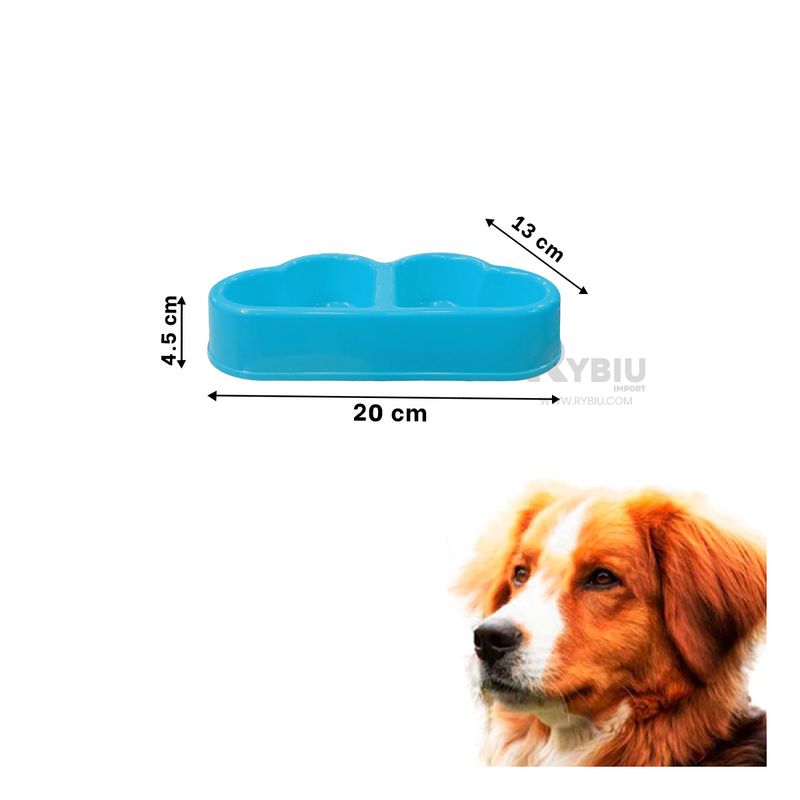 RYBIU IMPORT - Comedero Gatuno Ancho Celeste Y+Banderitas adhesivas